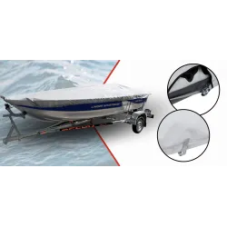 Pokrowiec na łódź łódkę wędkarską 270g/m2 360-390cm - transportowy szary - NAVA GROUP