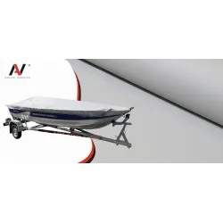 Pokrowiec na łódź łódkę wędkarską 270g/m2 390-420cm - transportowy szary - NAVA GROUP