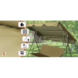 Daszek do Huśtawki Ogrodowej Dach Materiał Wodoodporny 210x145cm UV Mocny