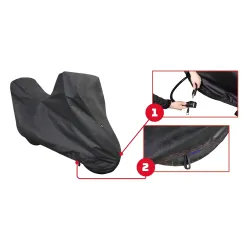 Pokrowiec na Motocykl z Kufrem M 225x120 Plandeka Motor Ściągacz UV Czarny