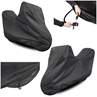 Pokrowiec na Motocykl z Kufrem M 225x120 Plandeka Motor Ściągacz UV Czarny